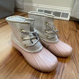 Jack Rogers Pink and Cream Lace-Up Boots